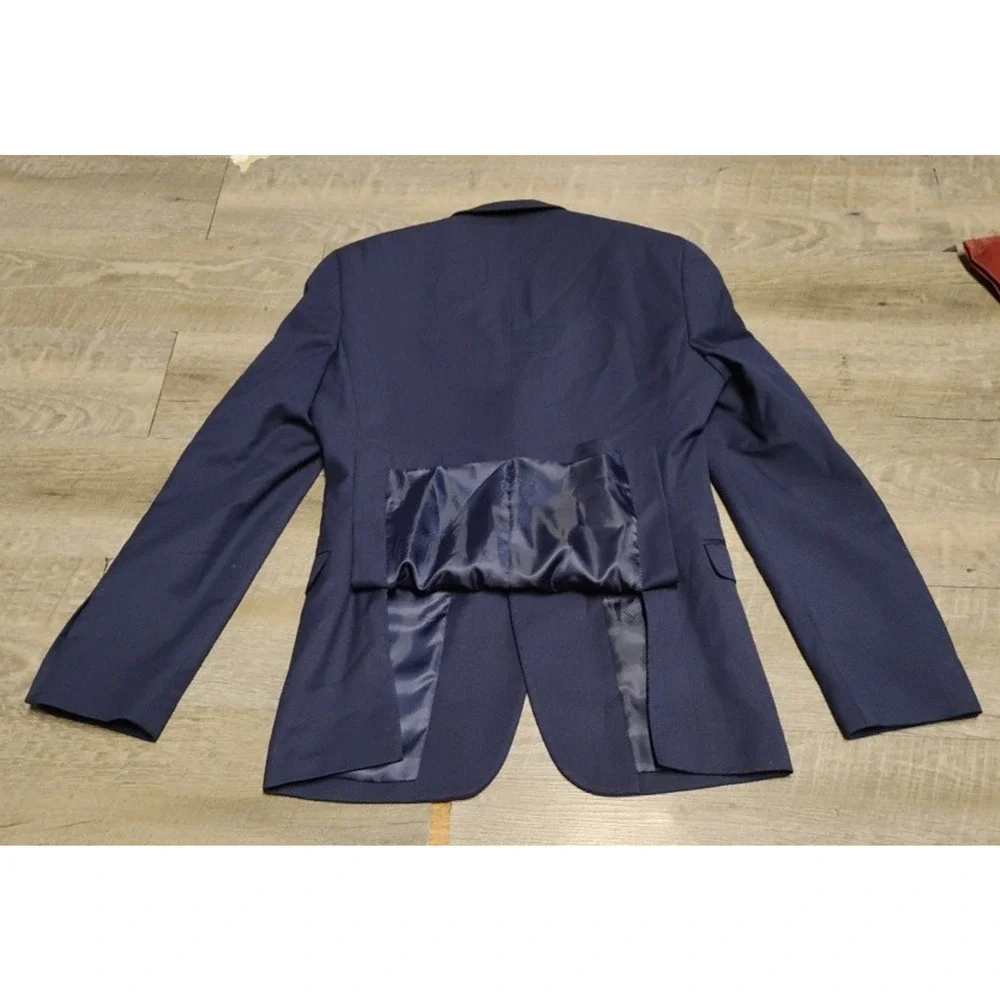 Egara Blue Extreme Slim Fit Suit Mens jacket Sz 36 short pant 29wX30 Rayon blen